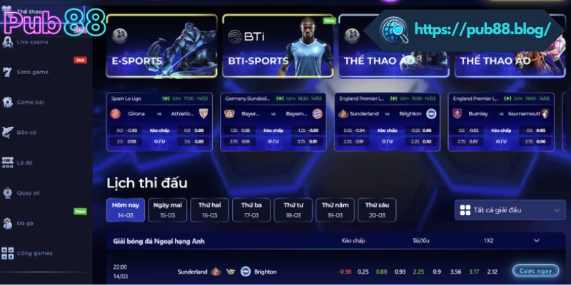 Điểm qua các ưu điểm tại sân chơi thể thao PUB88
