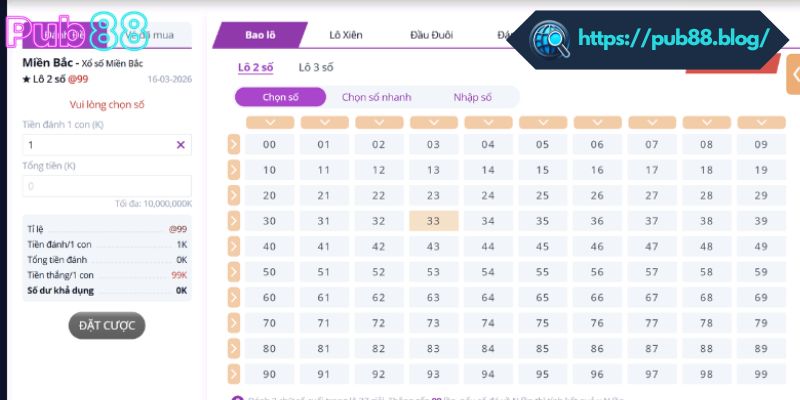 Hình thức cược xổ số 3 miền cực hot tại PUB88