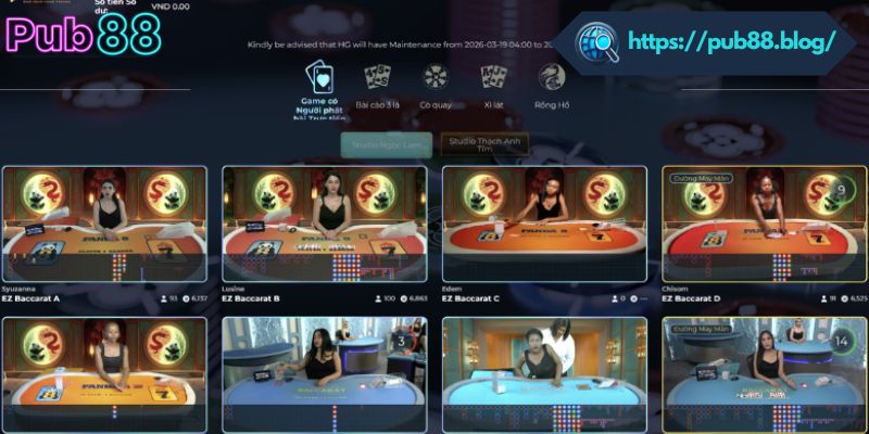 Khám phá Roulette Live kịch tính tại Casino PUB88
