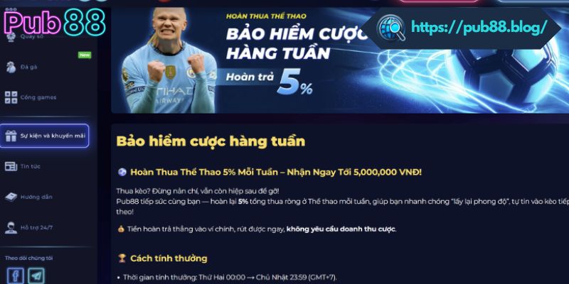 Khuyến Mãi PUB88 - Nhận Ngay Ưu Đãi Tăng Vốn Siêu Khủng Trải nghiệm chương trình hoàn cược thể thao đến 5%